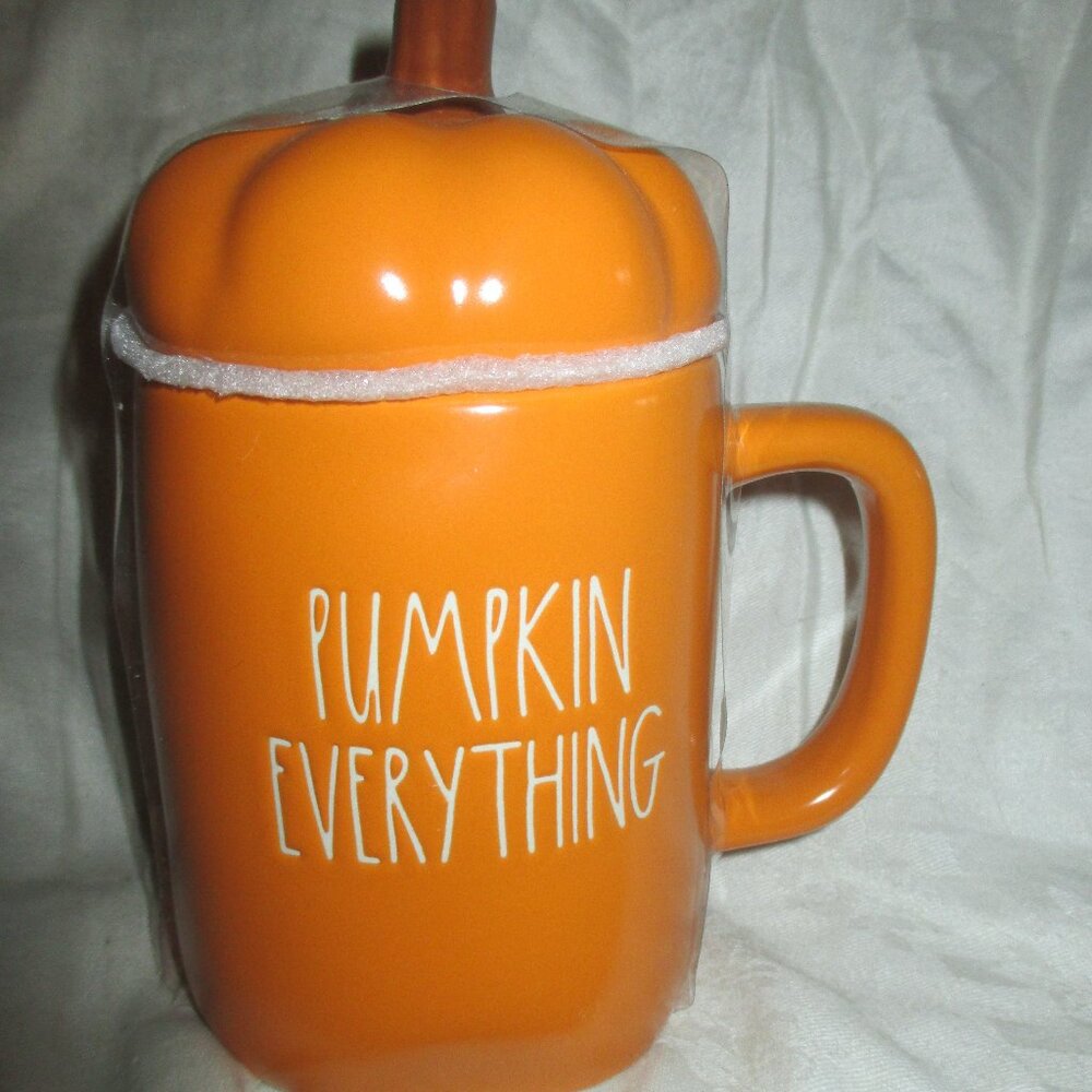 Rae Dunn PUMPKIN EVERYTHING Mug Cup Topper Lid Orange Fall Autumn Harvest NEW